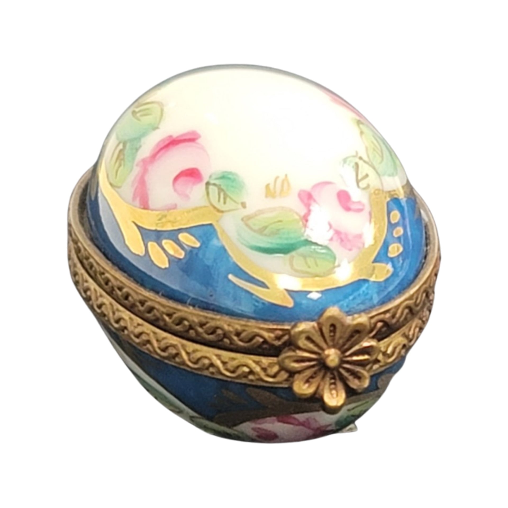 Light Blue Floral Limoges Box Porcelain Limoges egg LIMOGES BOXES French Trinket Box