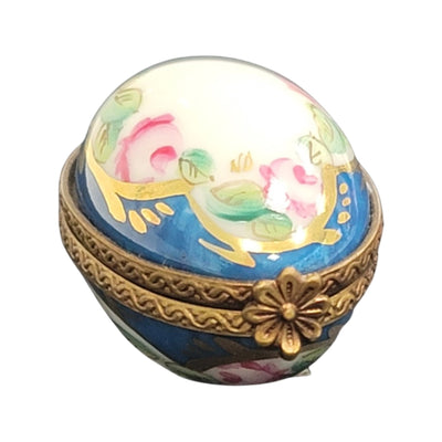 Light Blue Floral Limoges Box Porcelain Limoges egg LIMOGES BOXES French Trinket Box