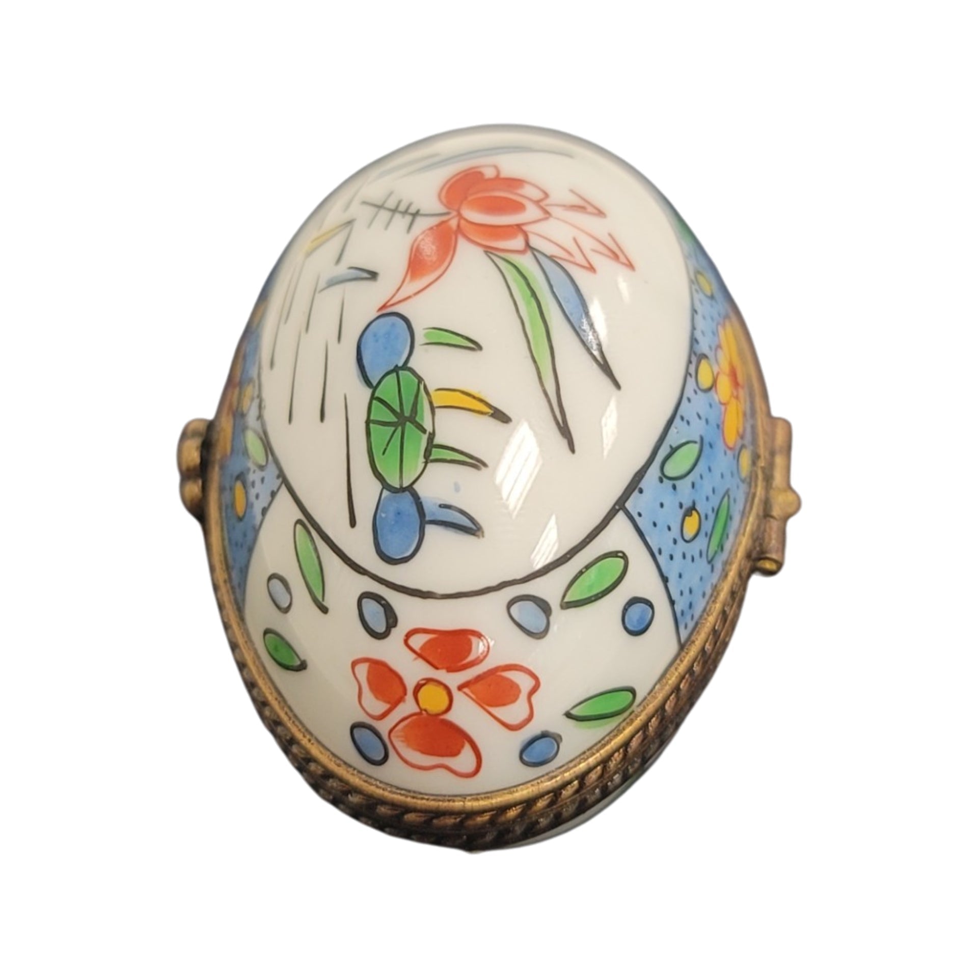 Light Blue Floral Limoges Box Porcelain Limoges egg LIMOGES BOXES French Trinket Box