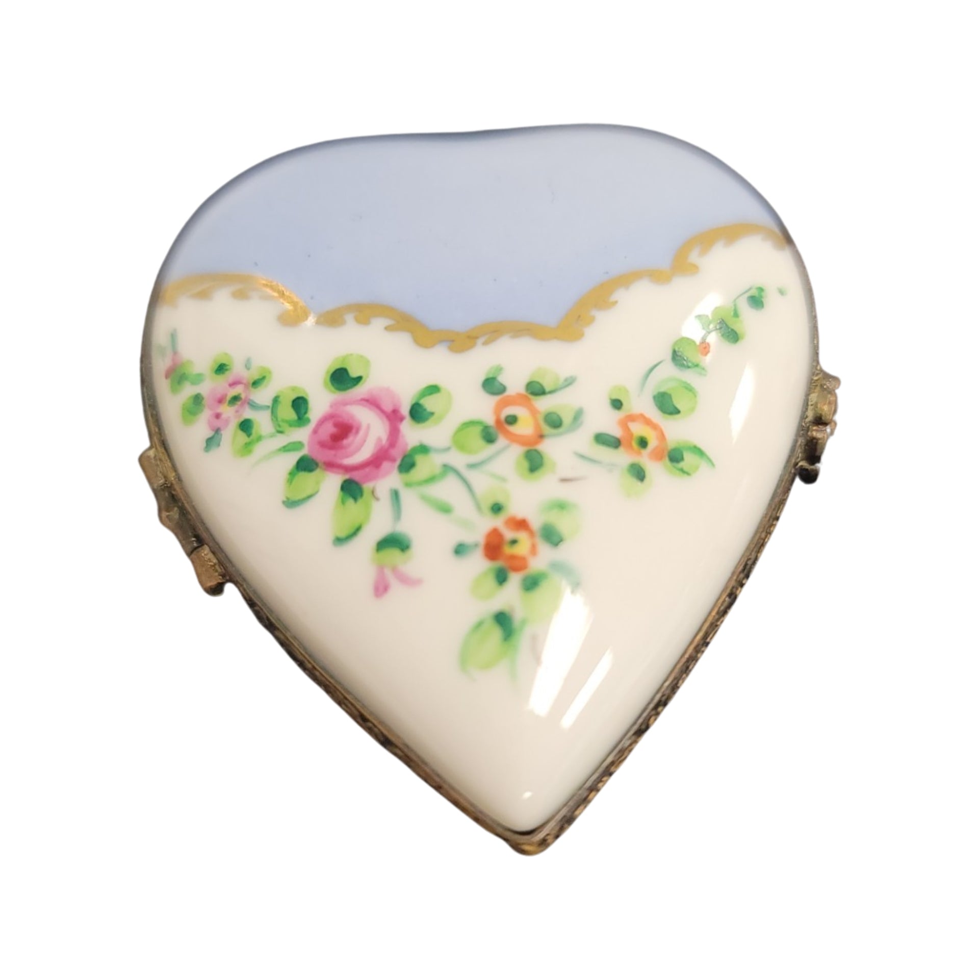 Light Blue Heart Treasure Box Porcelain Limoges hearts LIMOGES BOXES French Trinket Box