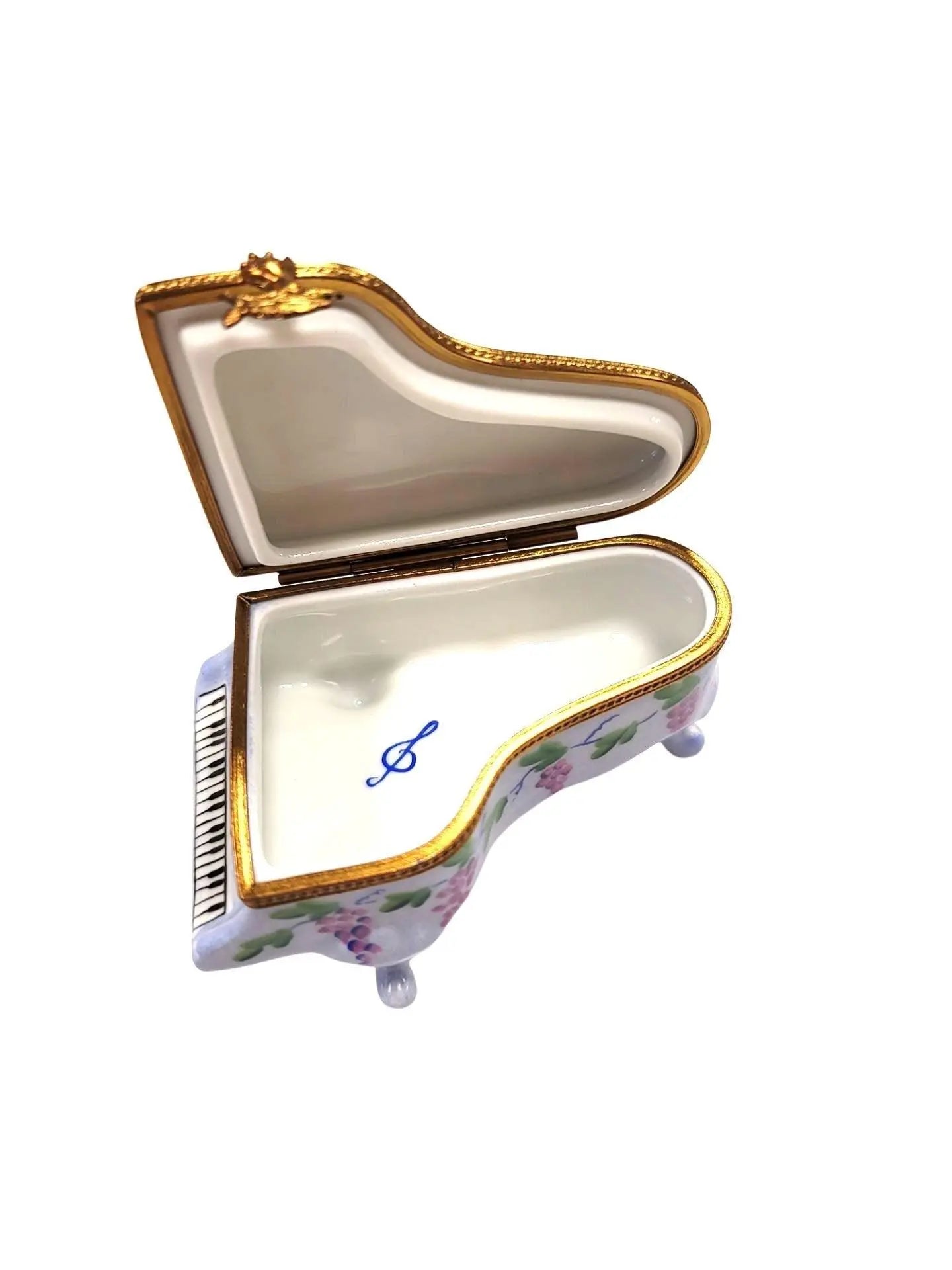 Light Blue Piano with Flowers Porcelain Limoges Music LIMOGES BOXES French Trinket Box