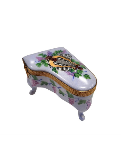 Light Blue Piano with Flowers Porcelain Limoges Music LIMOGES BOXES French Trinket Box