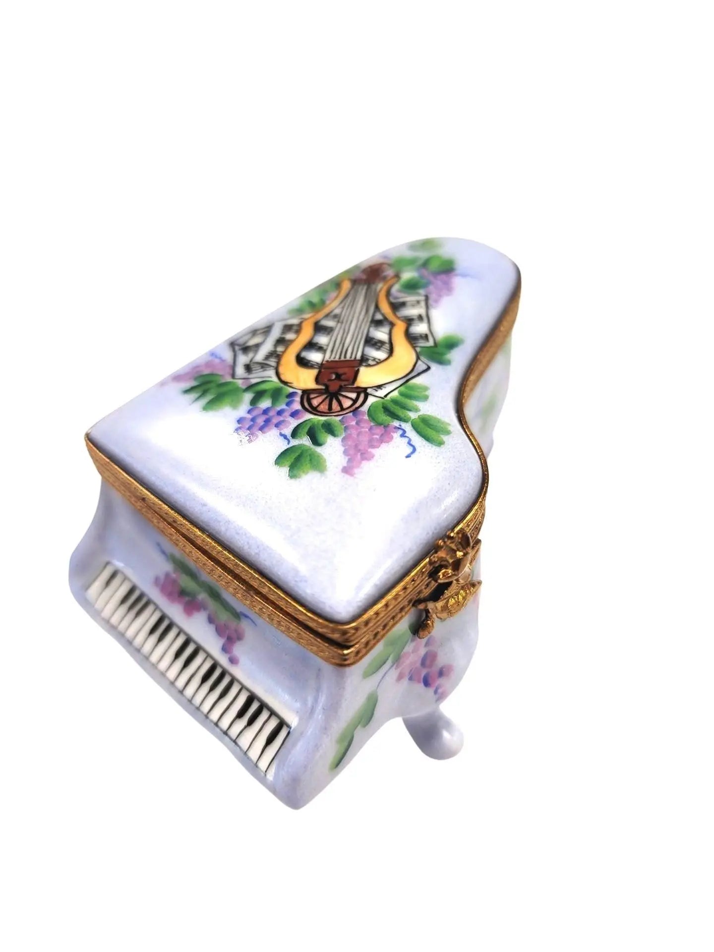 Light Blue Piano with Flowers Porcelain Limoges Music LIMOGES BOXES French Trinket Box