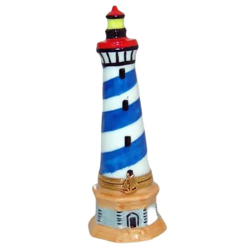 Lighthouse: Blue And White Porcelain Limoges beach United States French Trinket Box