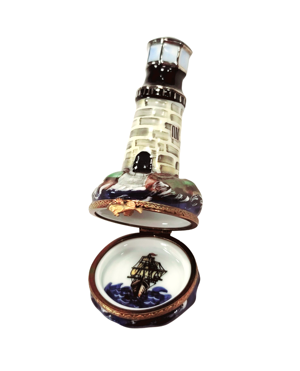 Lighthouse Charm Limoges Box Porcelain Limoges beach travel French Trinket Box