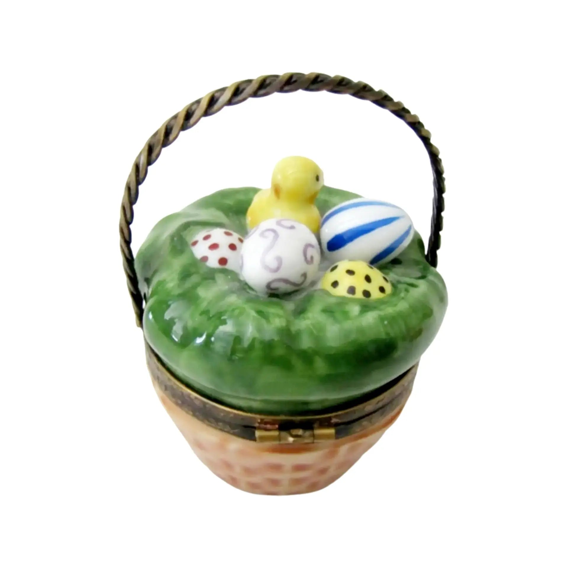 Lil Chick in Easter Baket Porcelain Limoges easter bird French Trinket Box