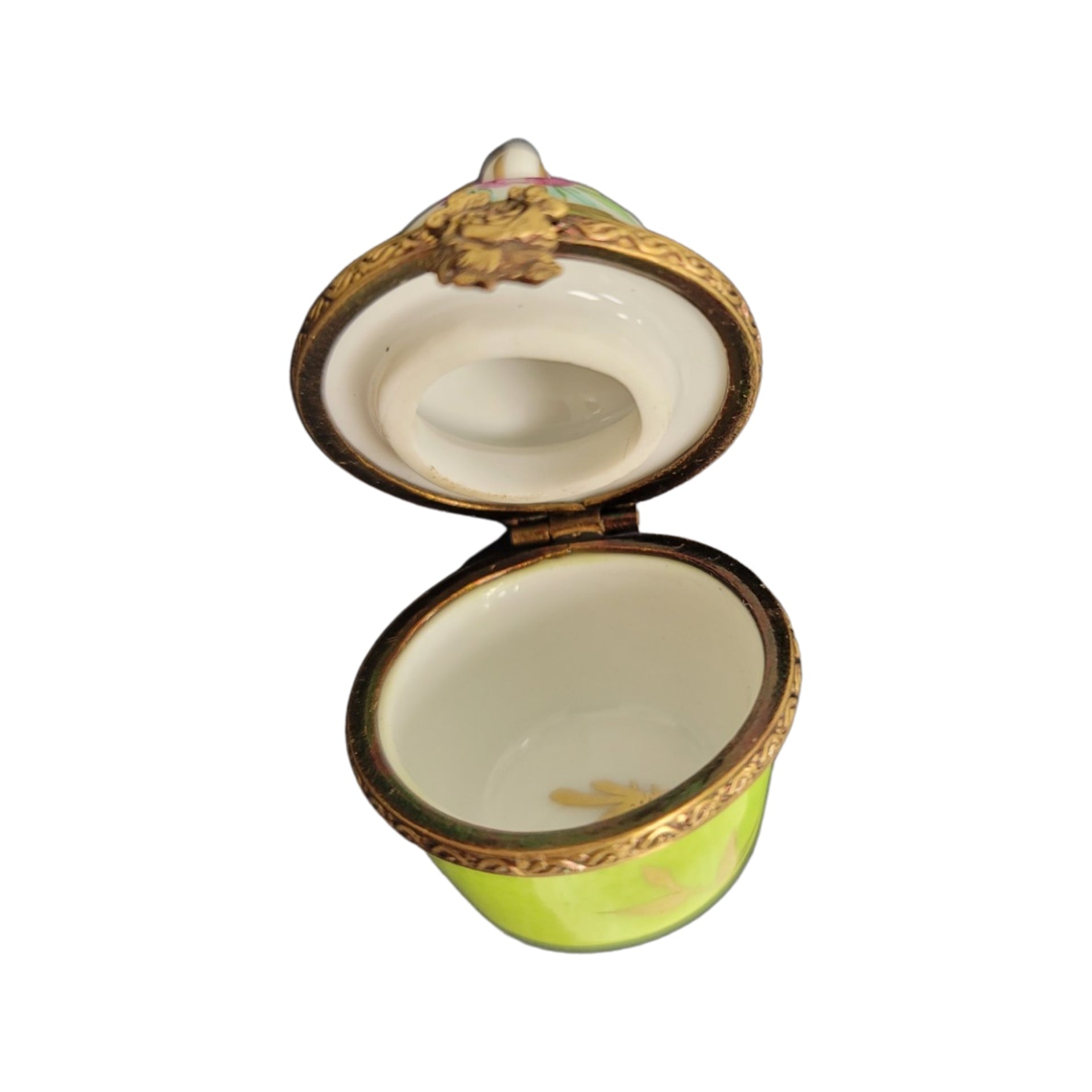Lime Crown Top Pill Box Porcelain Limoges LIMOGES BOXES traditional French Trinket Box
