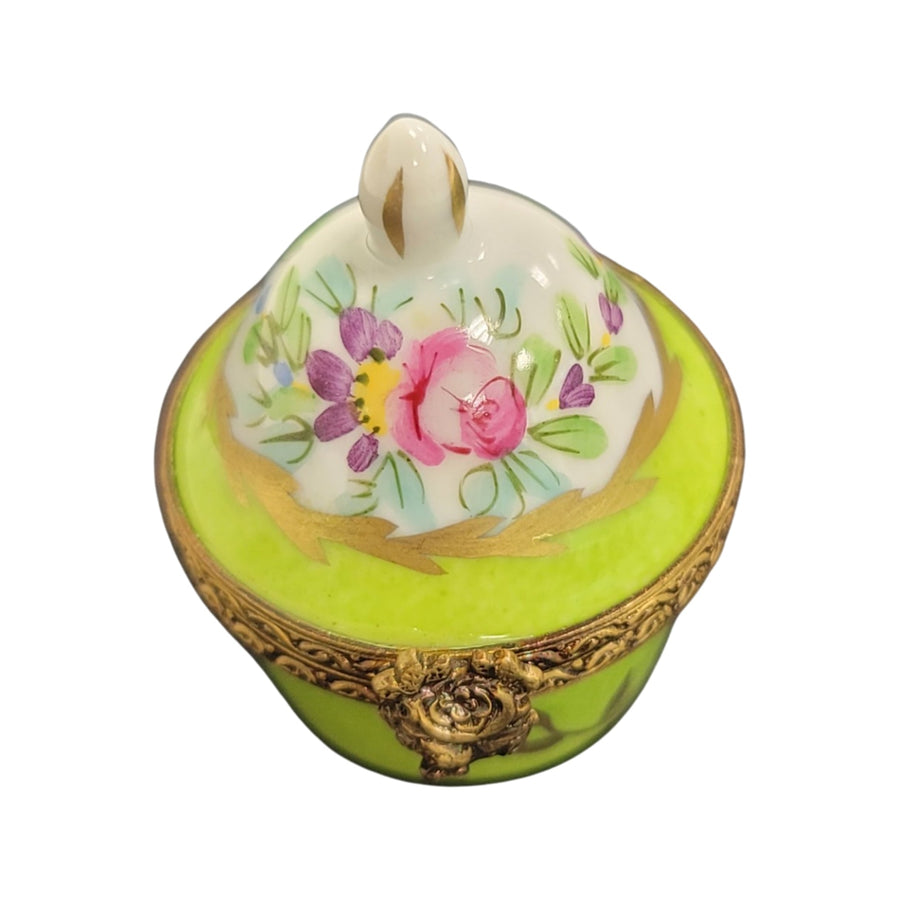 Lime Crown Top Pill Box Porcelain Limoges LIMOGES BOXES traditional French Trinket Box