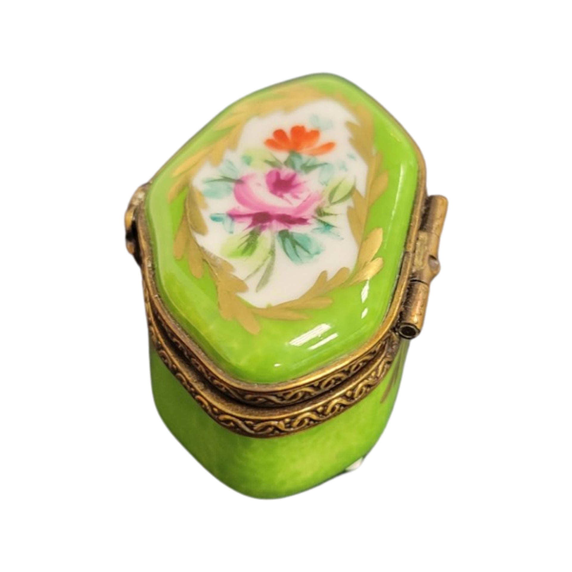 Lime Floral Elegance Box Porcelain Limoges LIMOGES BOXES traditional French Trinket Box