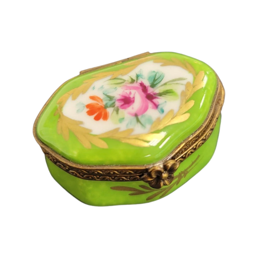 Lime Floral Elegance Box Porcelain Limoges LIMOGES BOXES traditional French Trinket Box