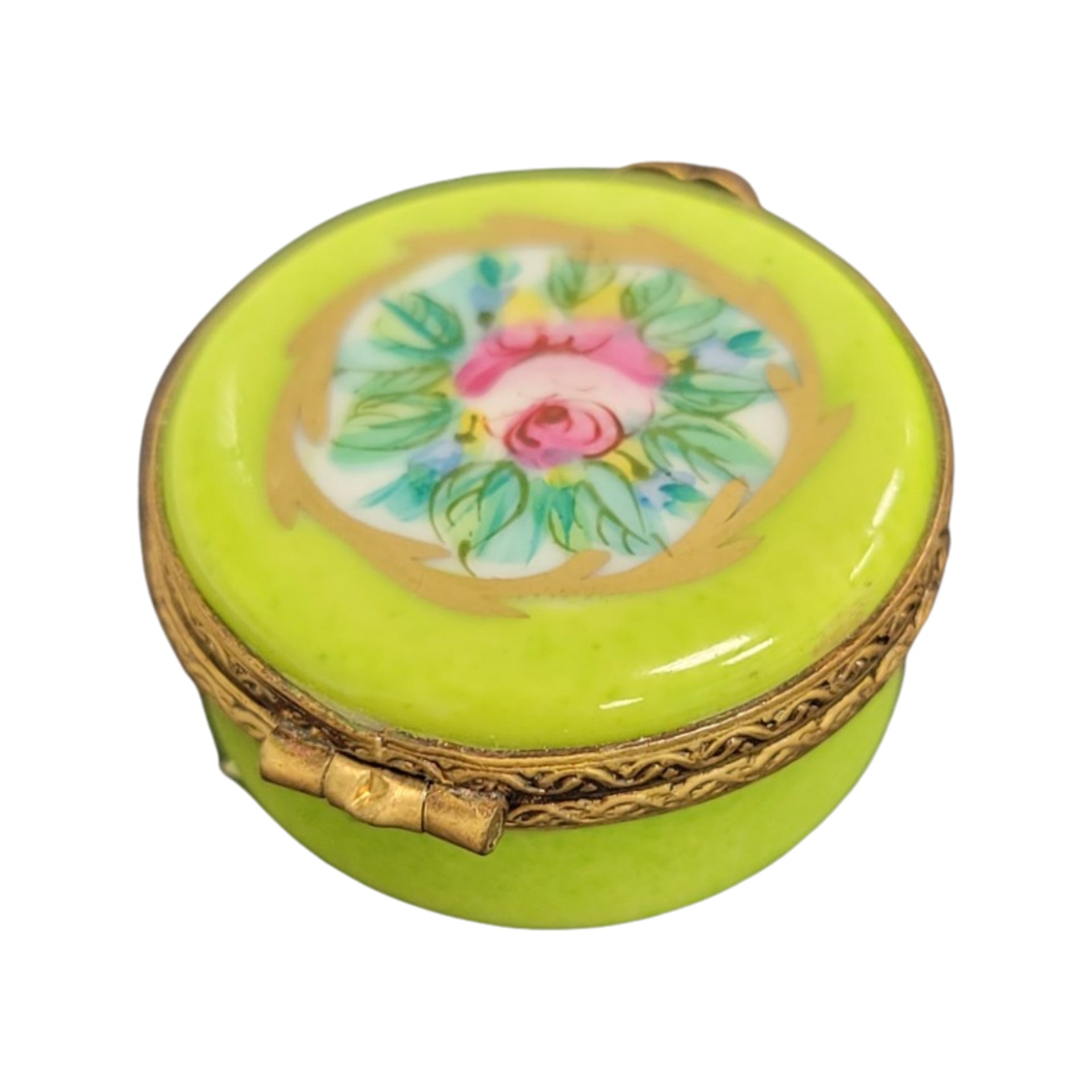 Lime Floral Limoges Box Porcelain Limoges LIMOGES BOXES traditional French Trinket Box