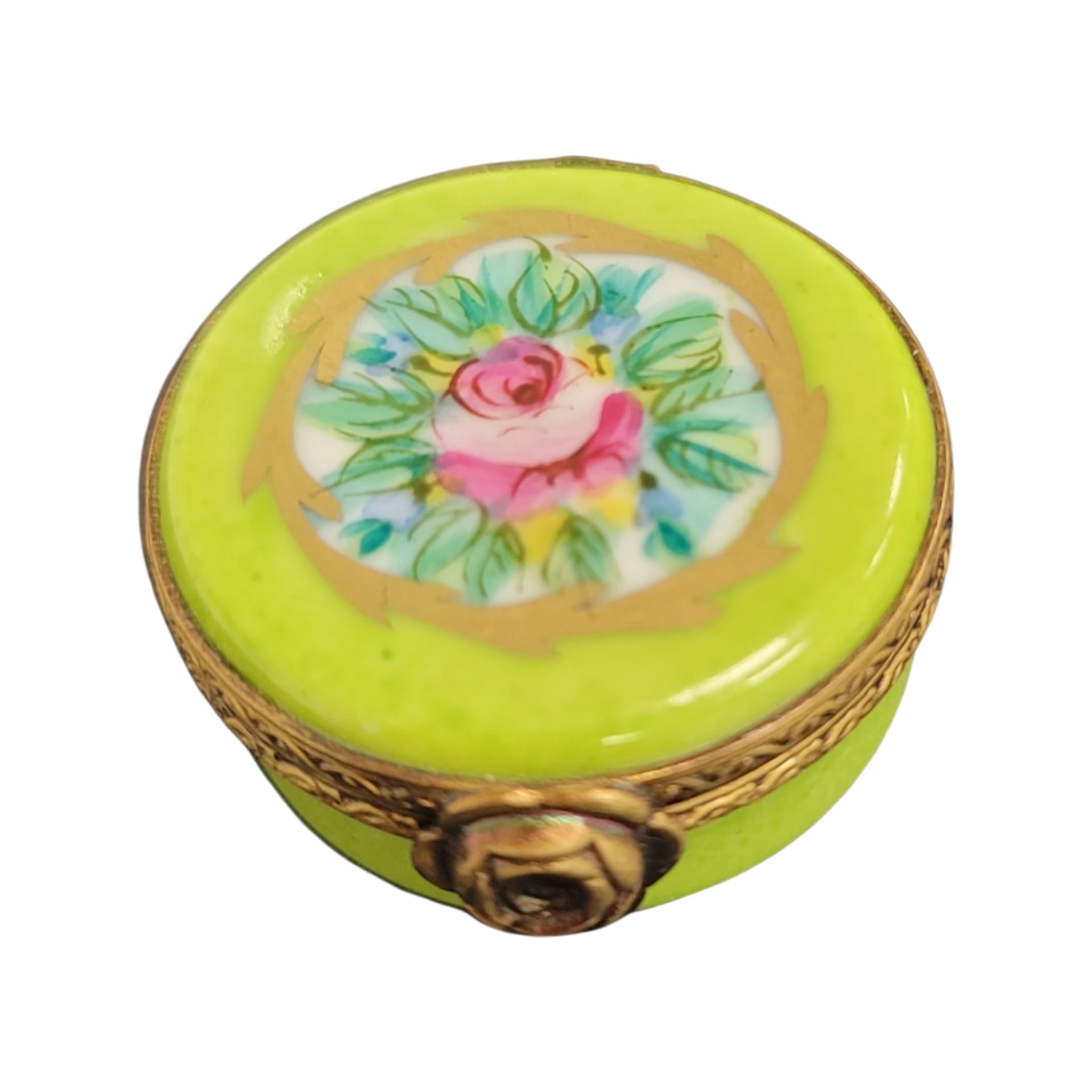 Lime Floral Limoges Box Porcelain Limoges LIMOGES BOXES traditional French Trinket Box