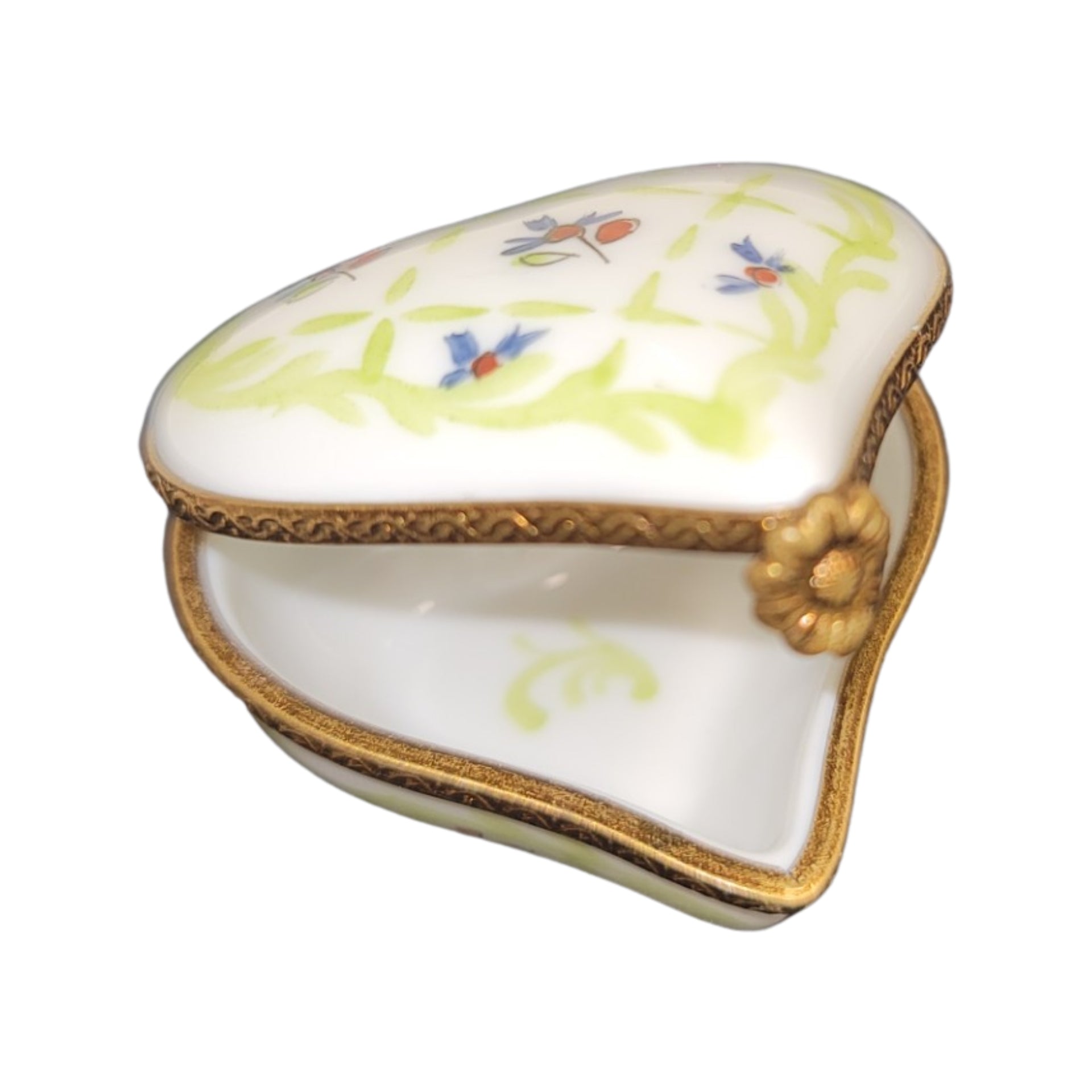 Lime Green Heart Trinket Box Porcelain Limoges hearts LIMOGES BOXES French Trinket Box