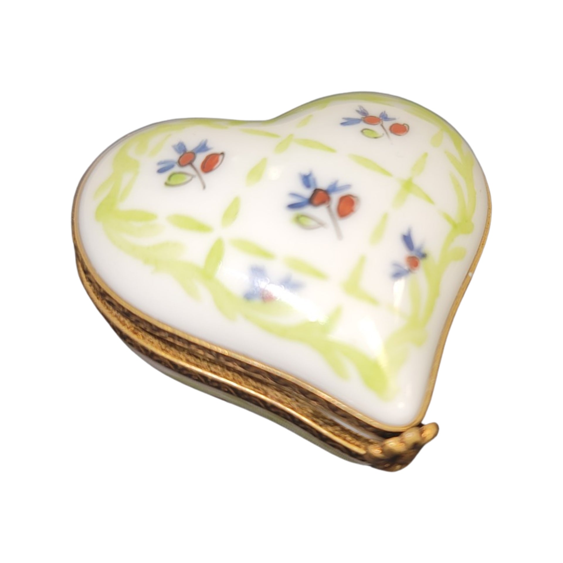 Lime Green Heart Trinket Box Porcelain Limoges hearts LIMOGES BOXES French Trinket Box