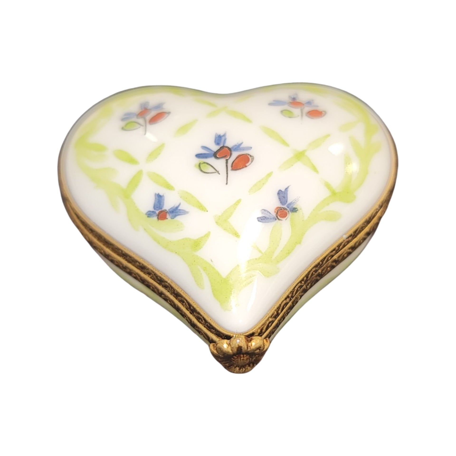 Lime Green Heart Trinket Box Porcelain Limoges hearts LIMOGES BOXES French Trinket Box