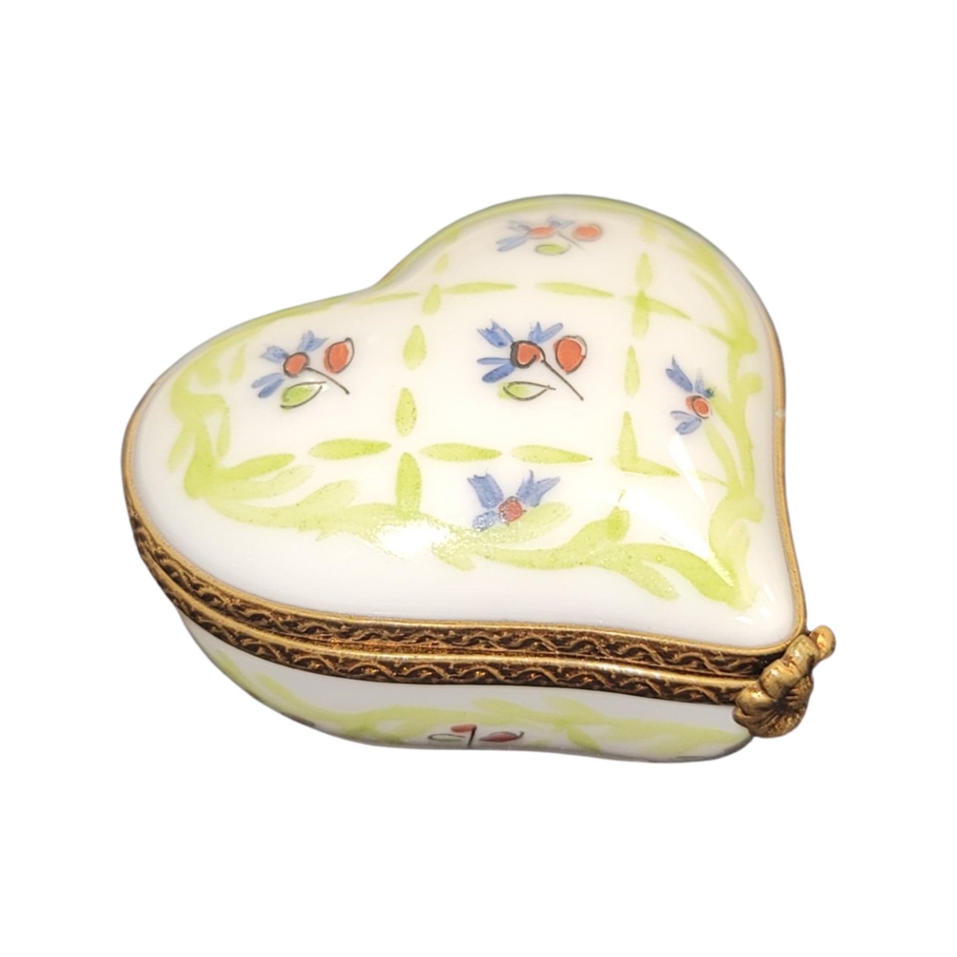 Lime Green Heart Trinket Box Porcelain Limoges hearts LIMOGES BOXES French Trinket Box