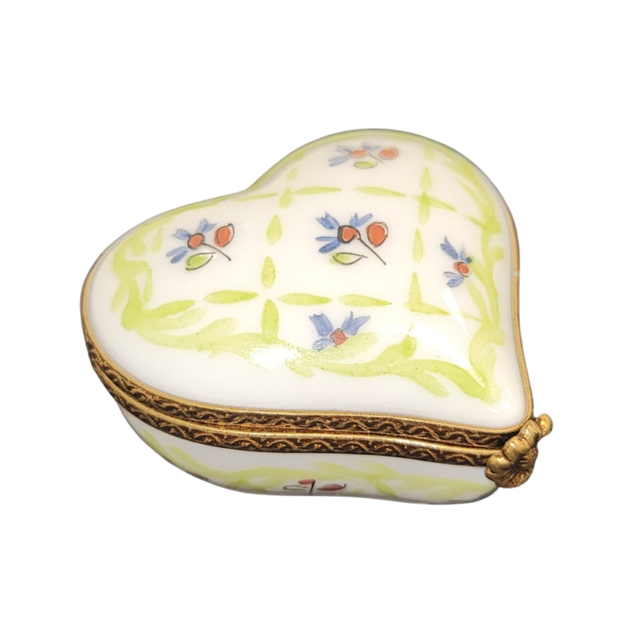 Lime Green Heart Trinket Box Porcelain Limoges hearts LIMOGES BOXES French Trinket Box