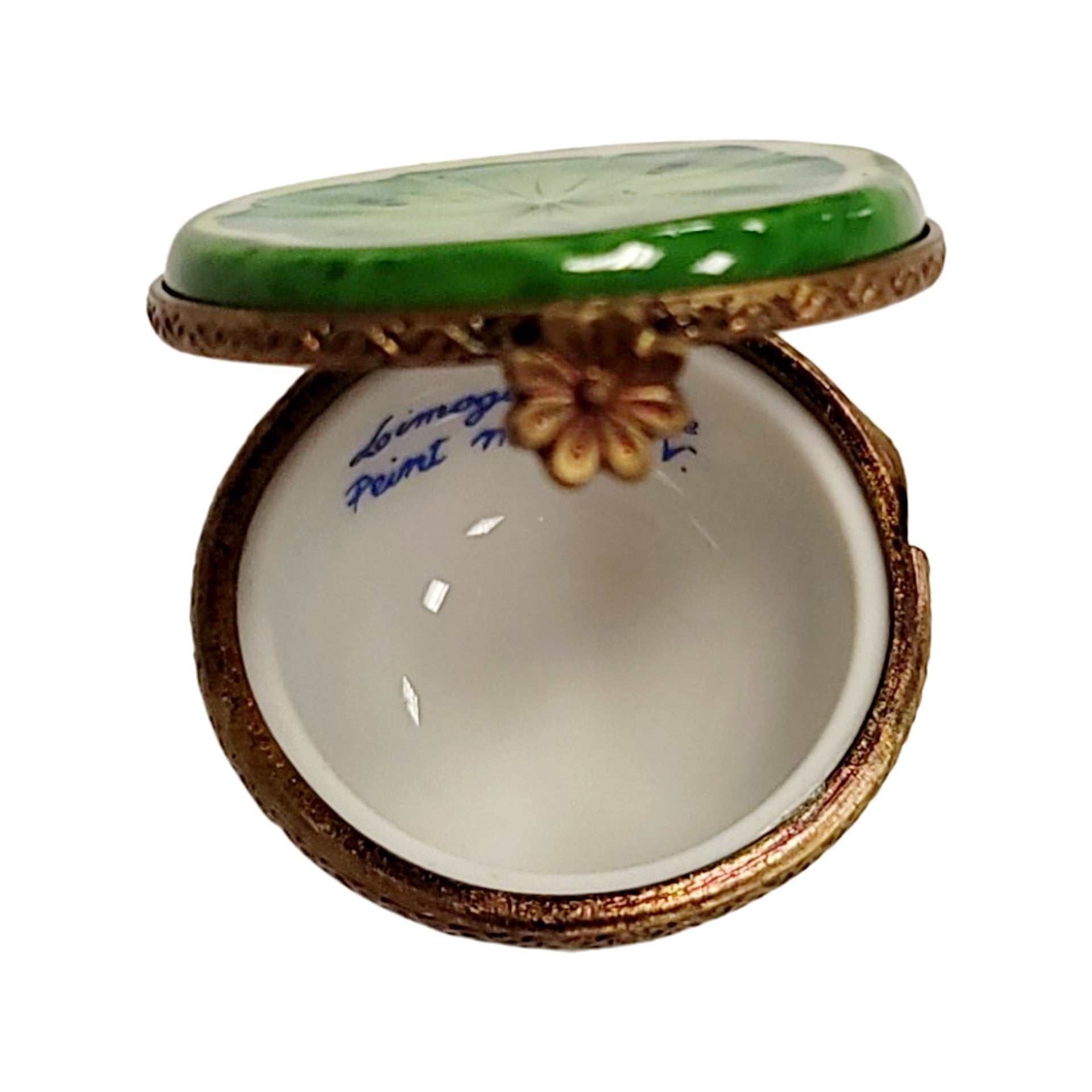 Lime Porcelain Trinket Box Porcelain Limoges fruit vegetables French Trinket Box