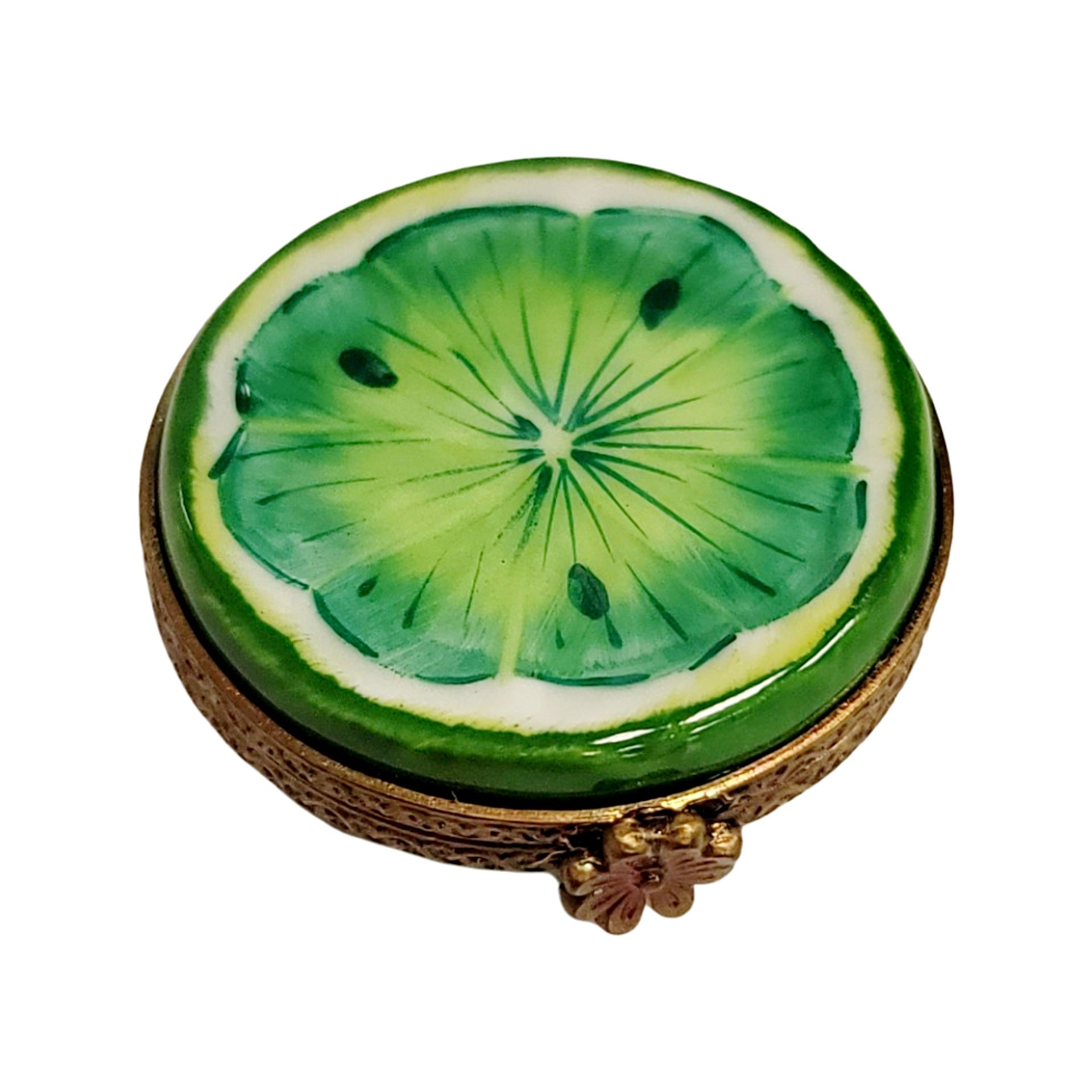 Lime Porcelain Trinket Box Porcelain Limoges fruit vegetables French Trinket Box