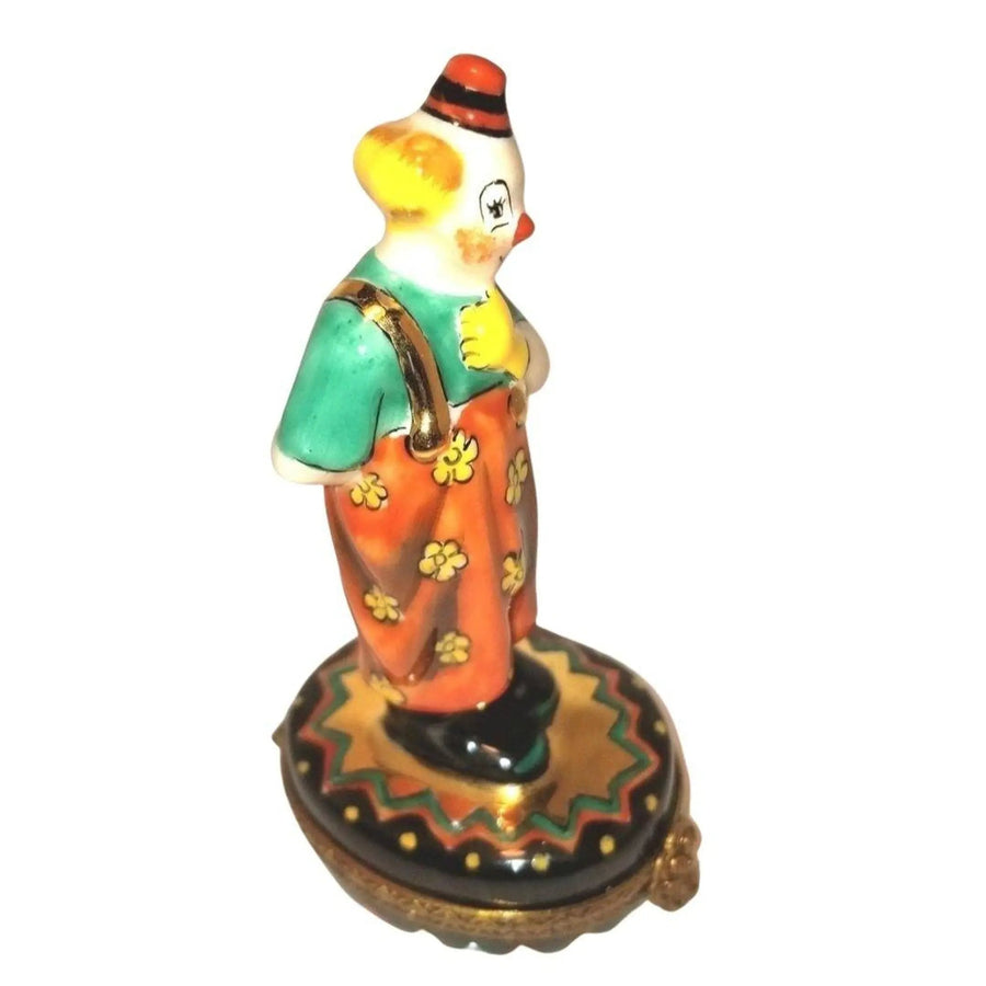 Limited Edition Clown Figurine Porcelain Limoges Circus Clown French Trinket Box