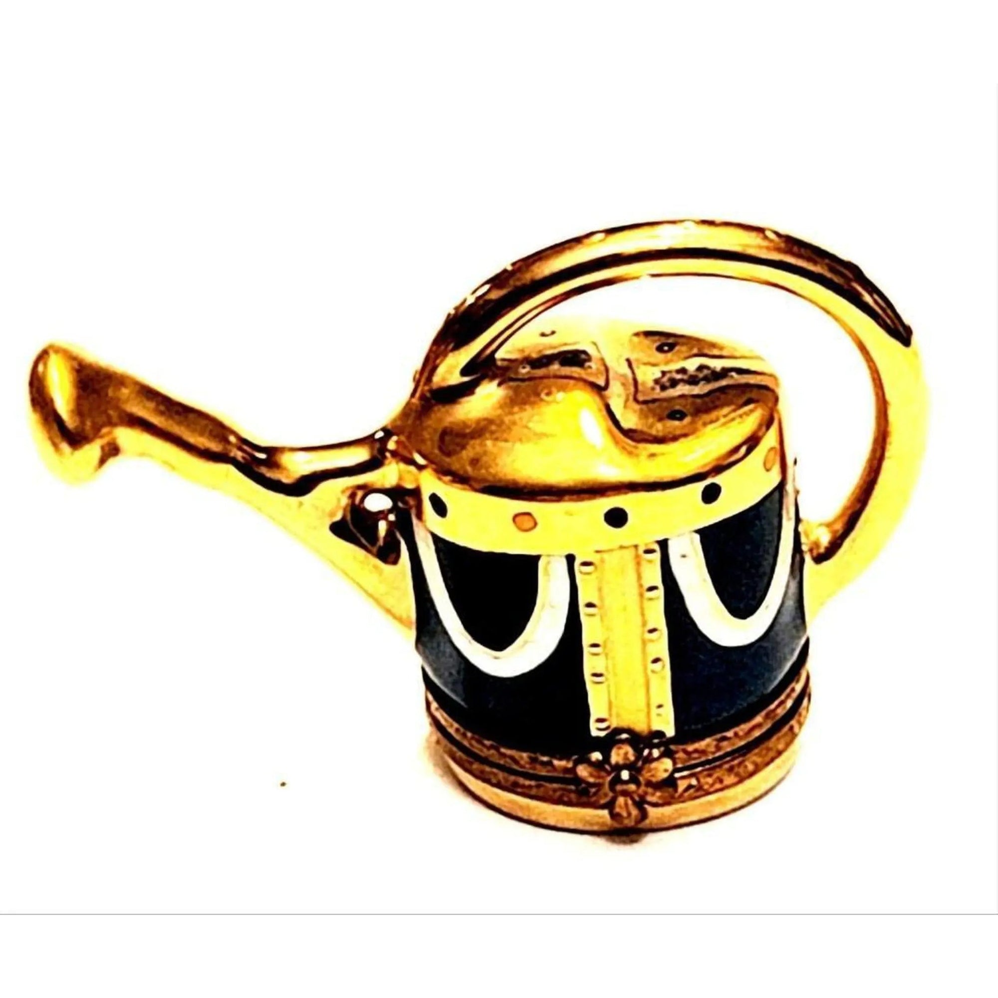 Limoges Blue Gold Watering Can Porcelain Limoges garden French Trinket Box