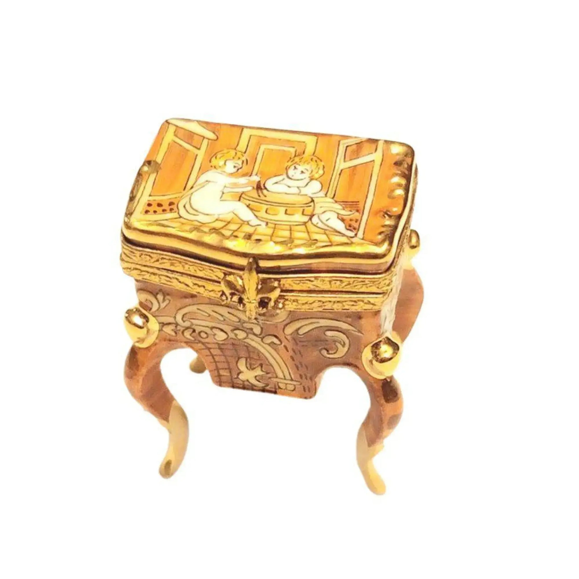 Limoges Box with Elegant Design Porcelain Limoges furniture French Trinket Box