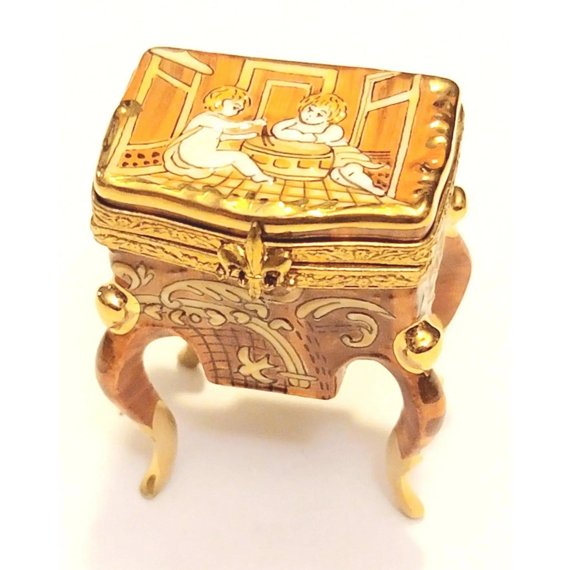 Limoges Box with Elegant Design Porcelain Limoges furniture French Trinket Box