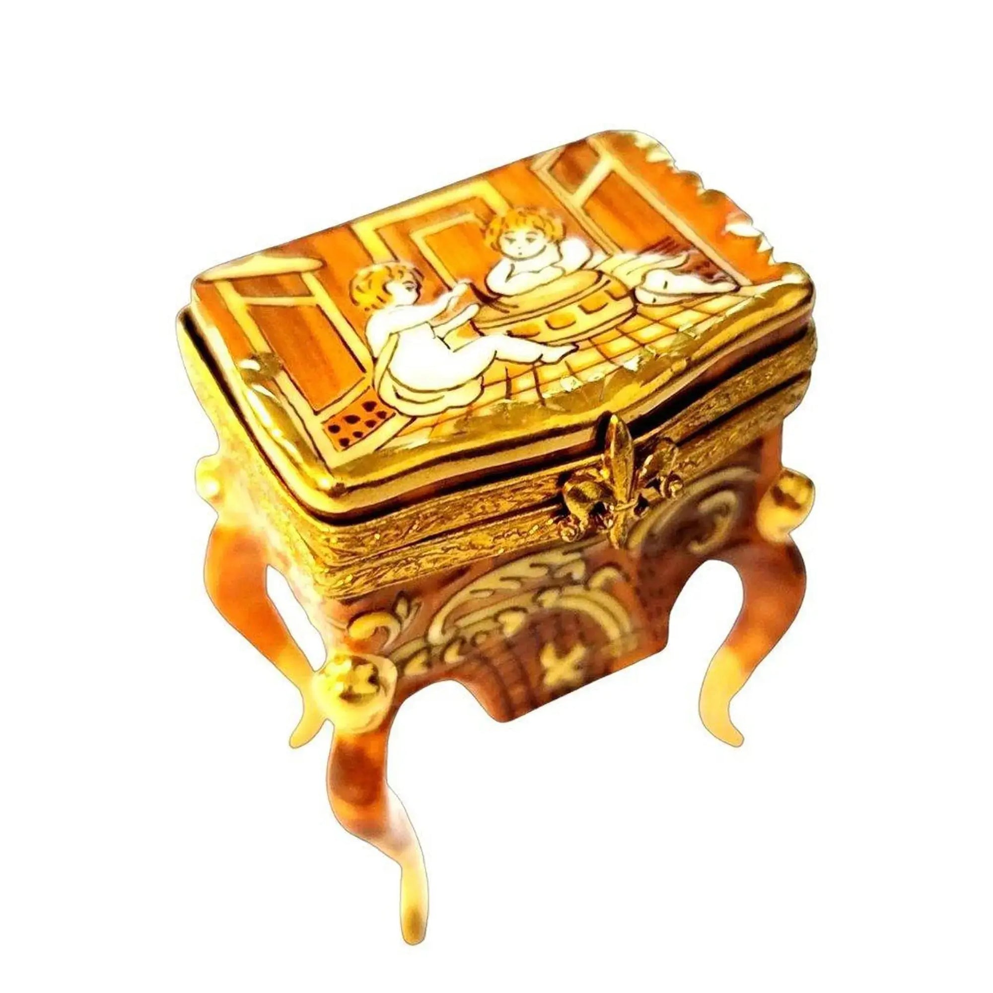 Limoges Box with Elegant Design Porcelain Limoges furniture French Trinket Box