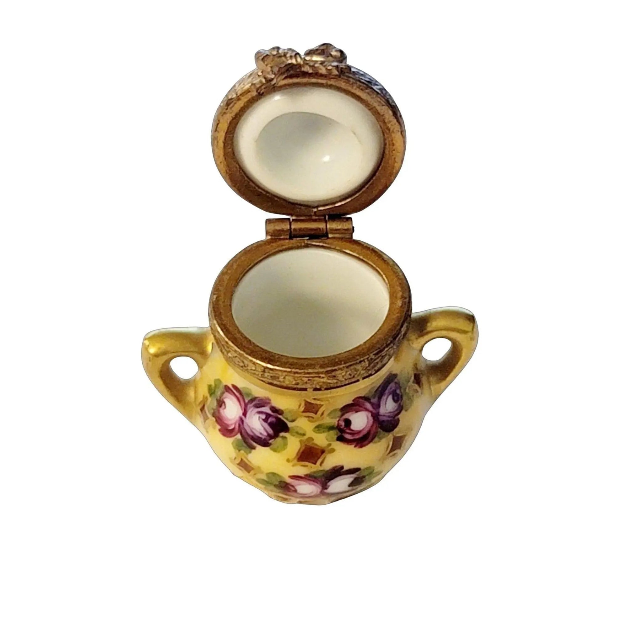 Limoges Brown Floral Tea Chest Porcelain Limoges China French Trinket Box