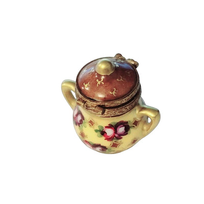 Limoges Brown Floral Tea Chest Porcelain Limoges China French Trinket Box