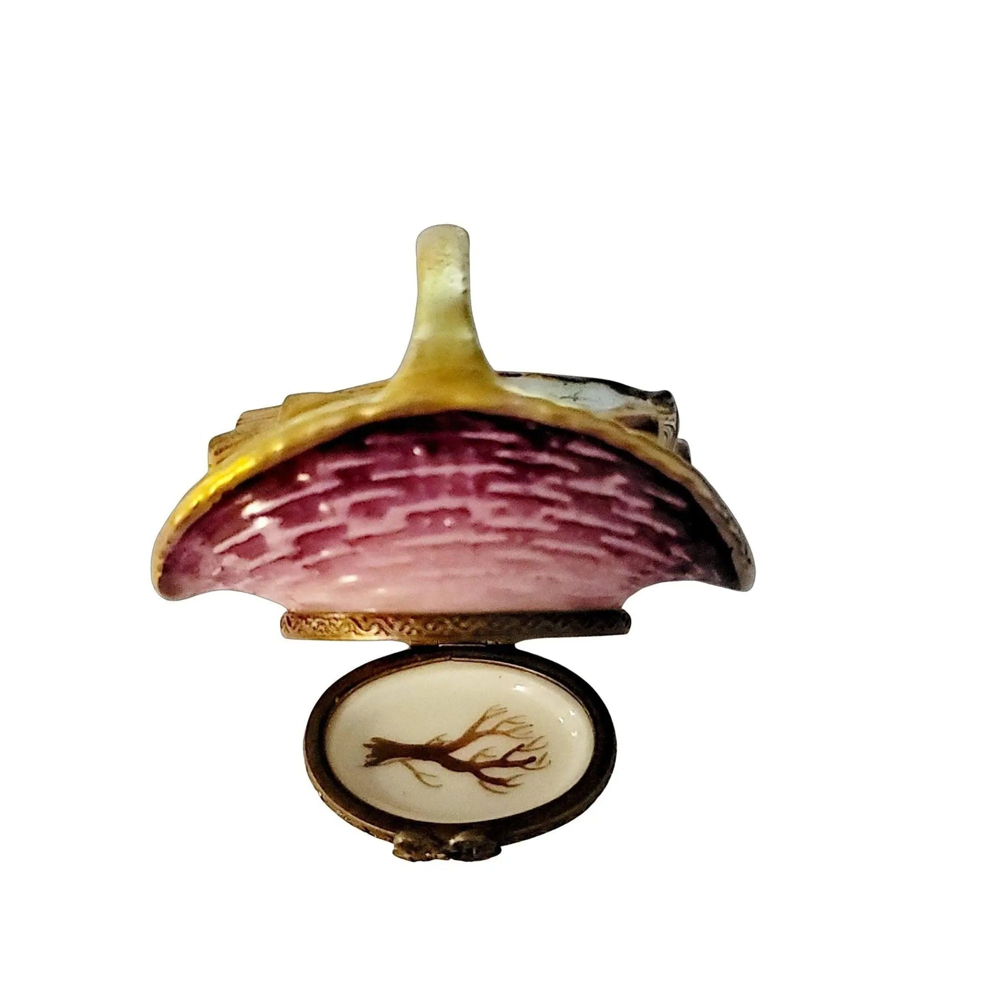 Limoges Porcelain Firewood Basket Porcelain Limoges home xmas theme French Trinket Box