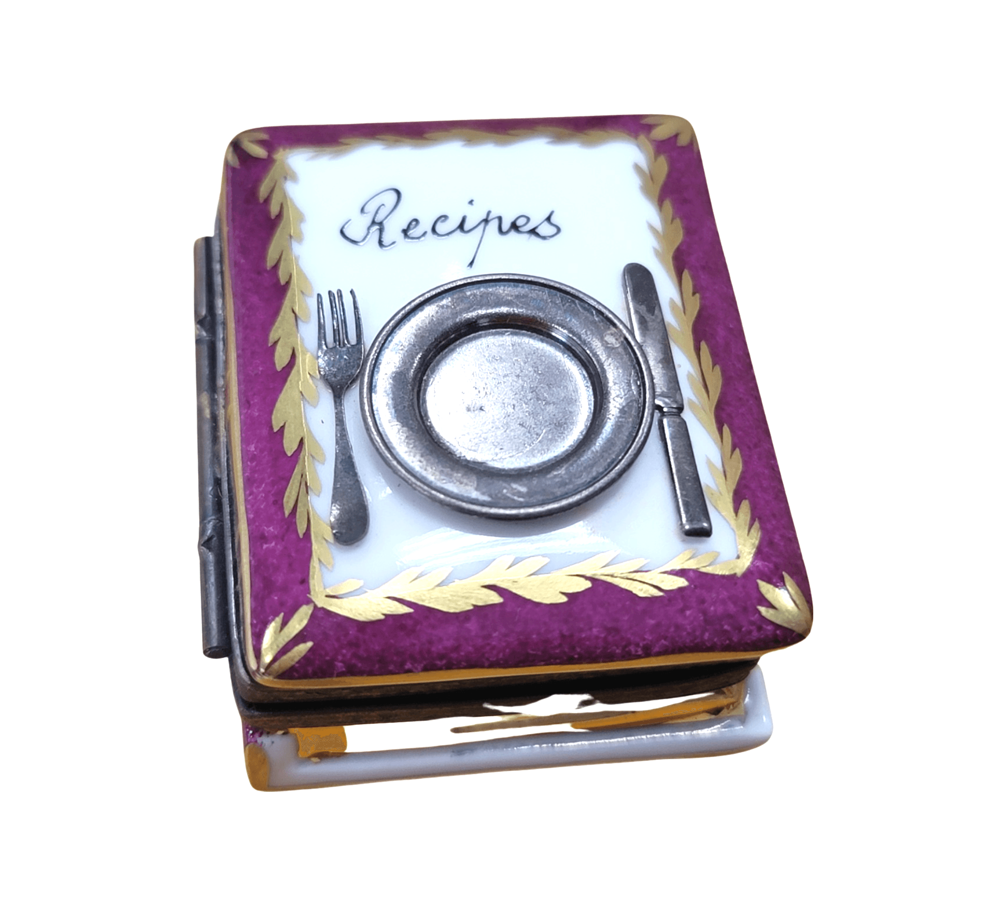 Limoges Recipe Book Figurine Porcelain Limoges food book mother French Trinket Box