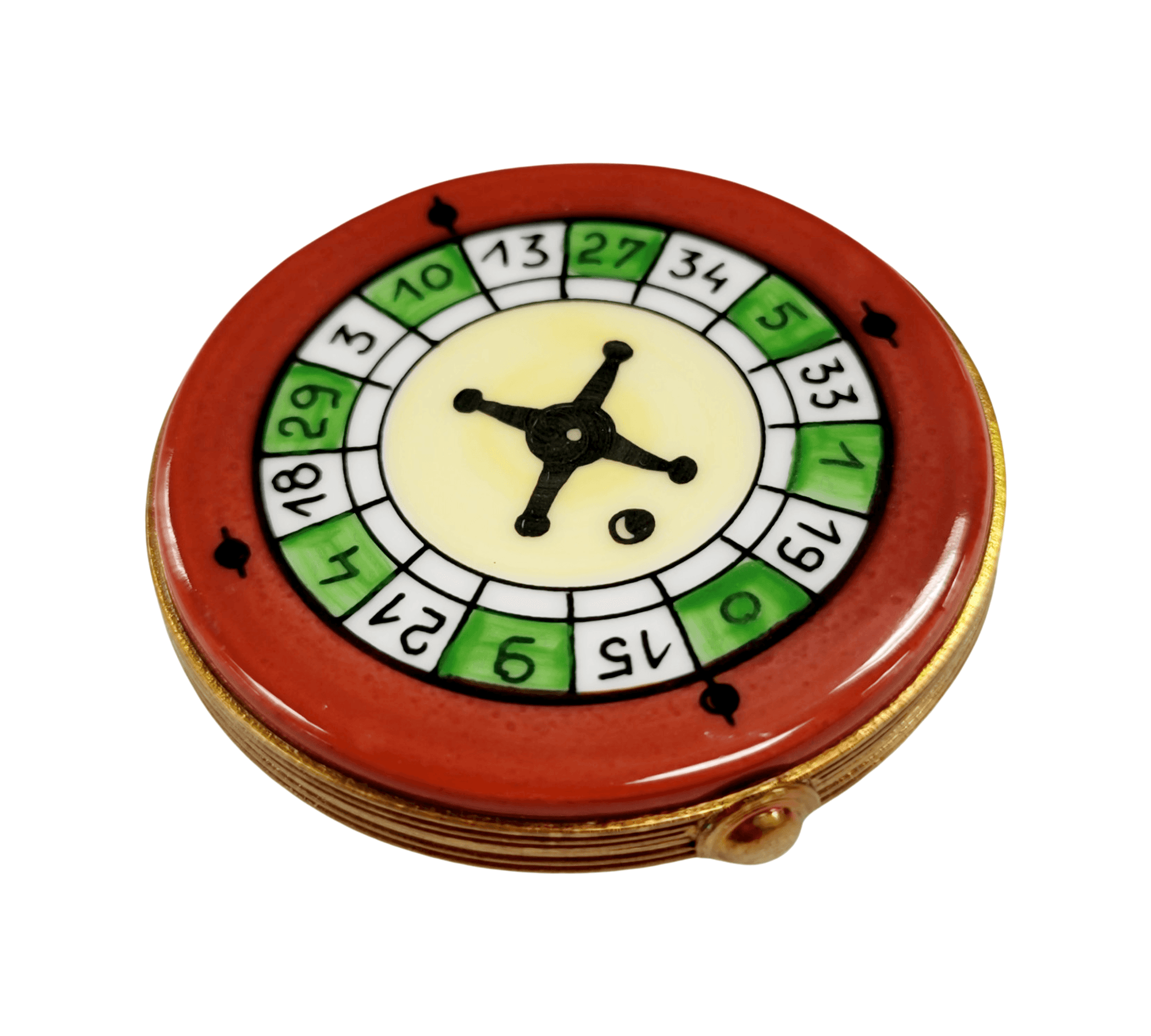 Limoges Roulette Wheel Box Porcelain Limoges games French Trinket Box