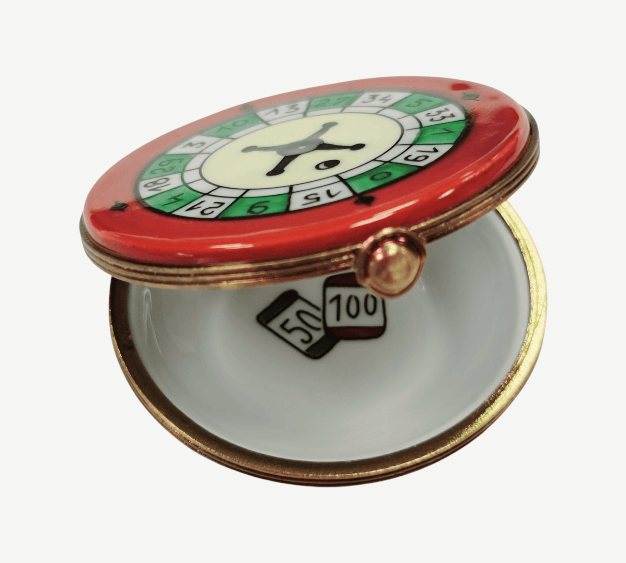 Limoges Roulette Wheel Box Porcelain Limoges games French Trinket Box