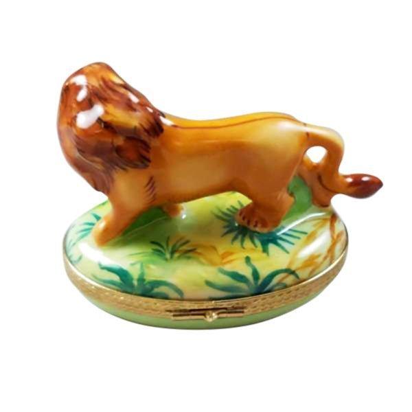 Lion Porcelain Limoges wild animals cats French Trinket Box
