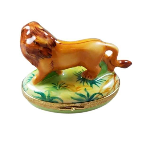 Lion and a Lamb Porcelain Limoges wild animals religious christian French Trinket Box