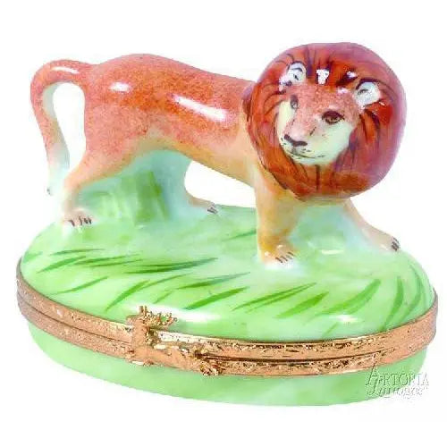 Lion Porcelain Limoges Wild animals French Trinket Box