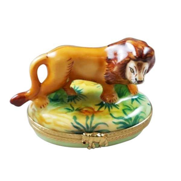 Lion Porcelain Limoges wild animals cats French Trinket Box