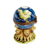 Lions Supporting World Globe Porcelain Limoges LIMOGES BOXES travel cat wild French Trinket Box