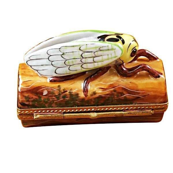 Locust on Log limoges box Porcelain Limoges French Trinket Box