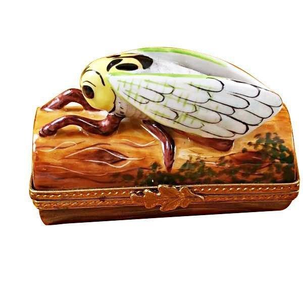 Locust on Log limoges box Porcelain Limoges French Trinket Box