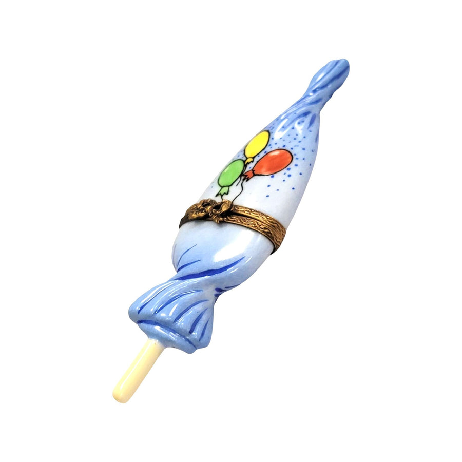 Lollipop Blue Balloon Delight Porcelain Limoges Carnival Kids Dessert French Trinket Box