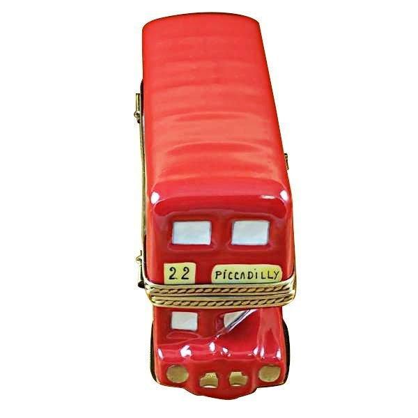 London Double Decker Bus with Removable Ticket Porcelain Limoges travel vehicle French Trinket Box