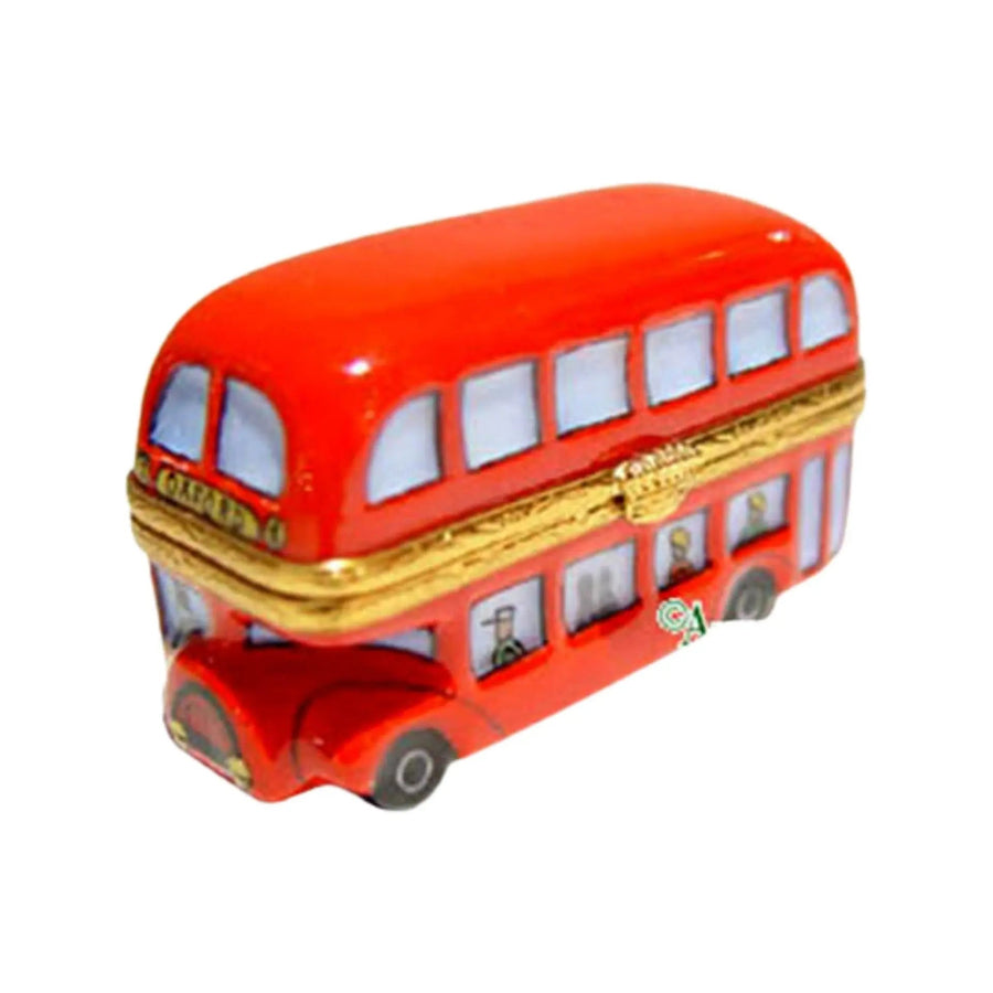 London Double Decker Bus Porcelain Limoges travel vehicle French Trinket Box