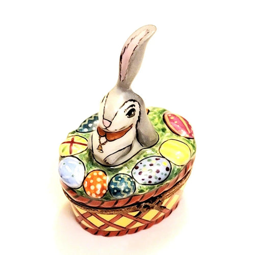 Long Eared Easter Bunny Delight Porcelain Limoges rabbit mice bunny easter French Trinket Box