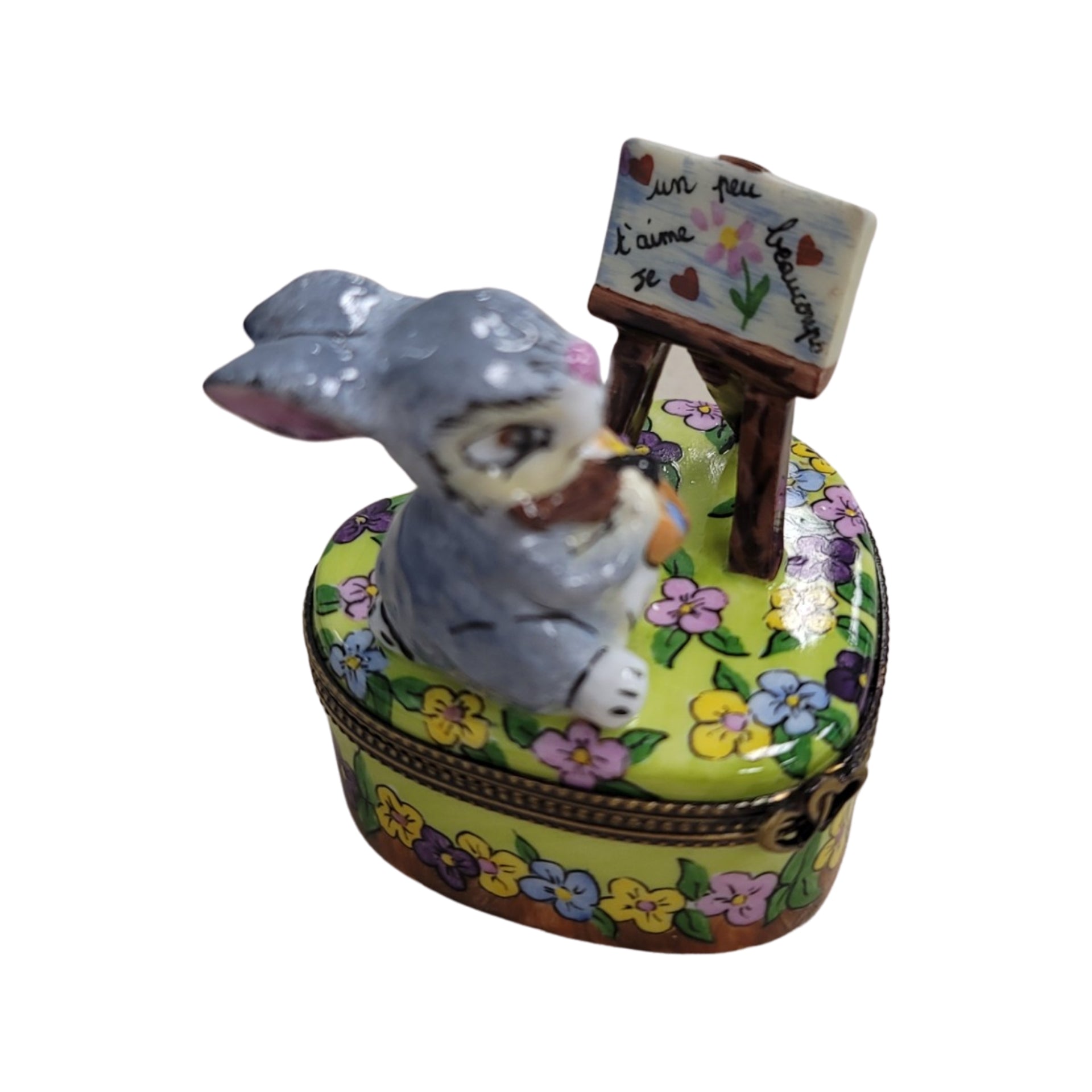 Love Bunny Limoges Box Porcelain Limoges easter rabbit valentine love French Trinket Box