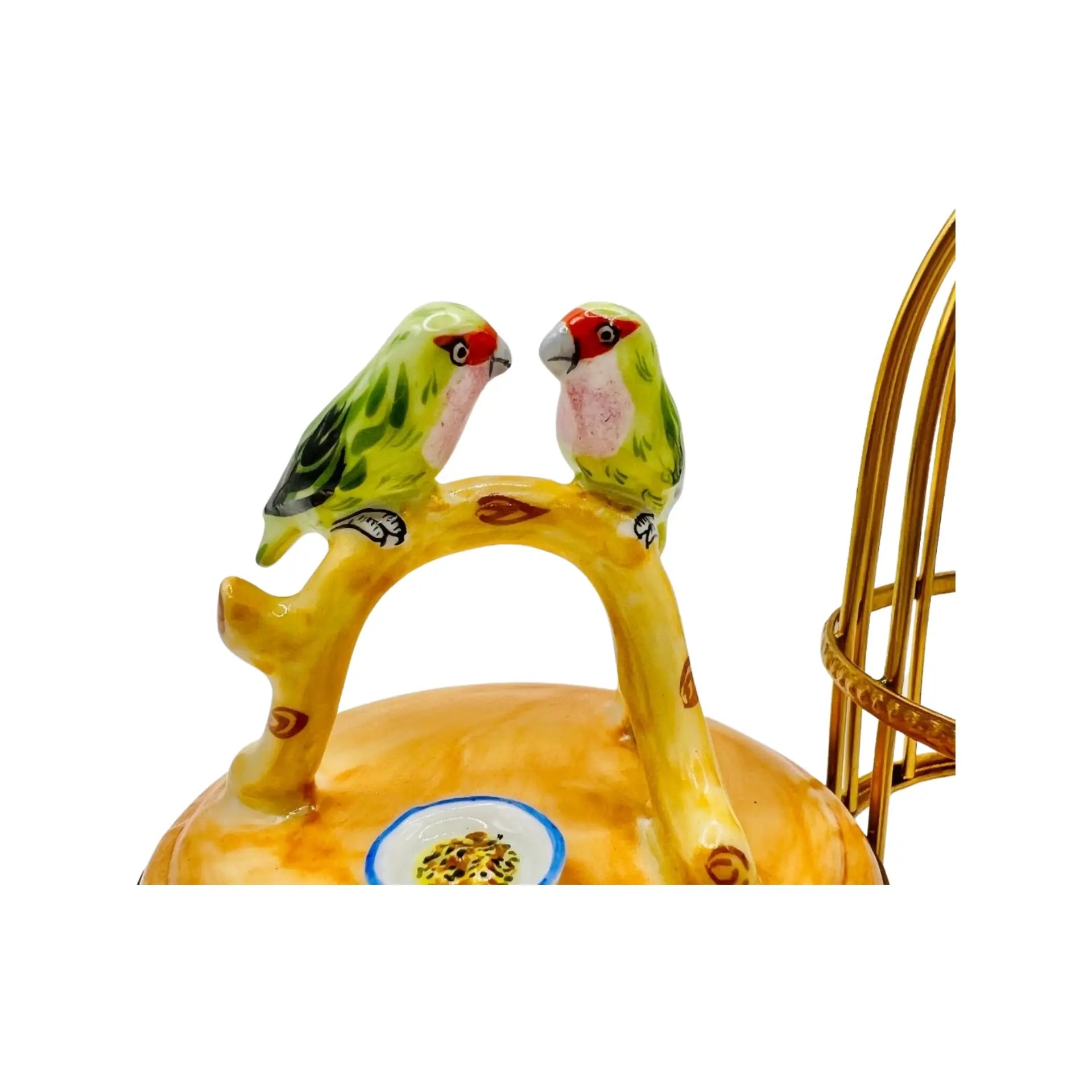 Lovebirds In Cage Porcelain Limoges bird birds French Trinket Box