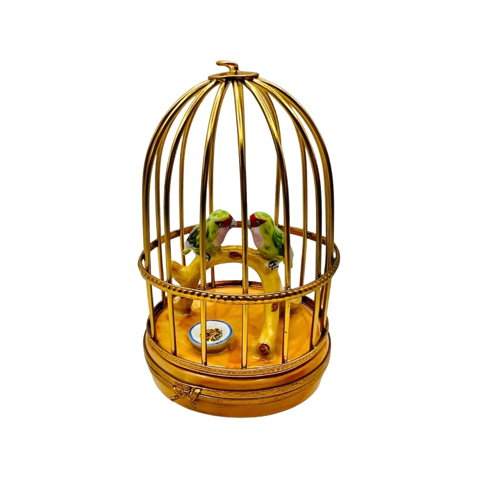 Lovebirds In Cage Porcelain Limoges bird birds French Trinket Box