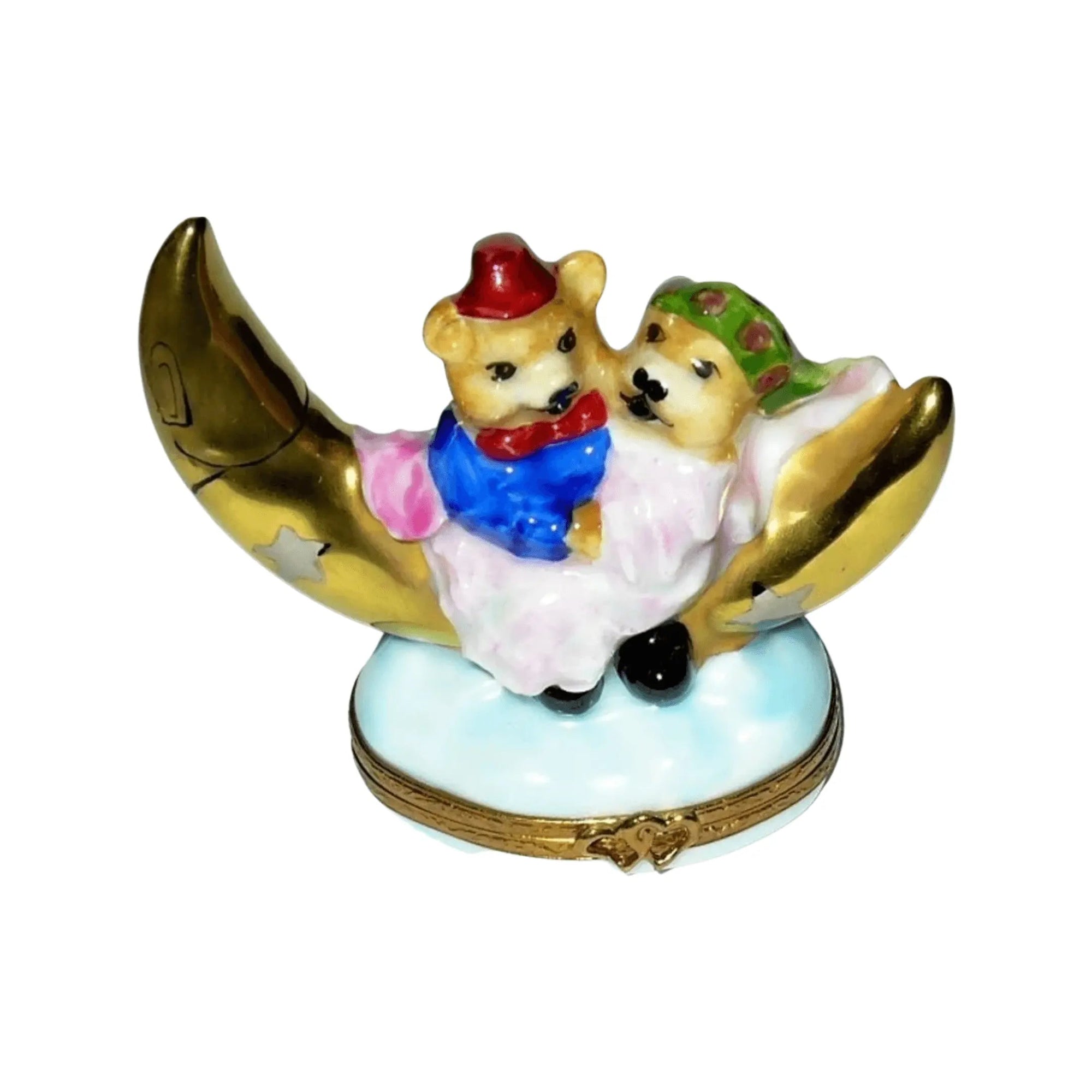 Lovers Moon Teddy Bear Porcelain Limoges love valentine teddy French Trinket Box