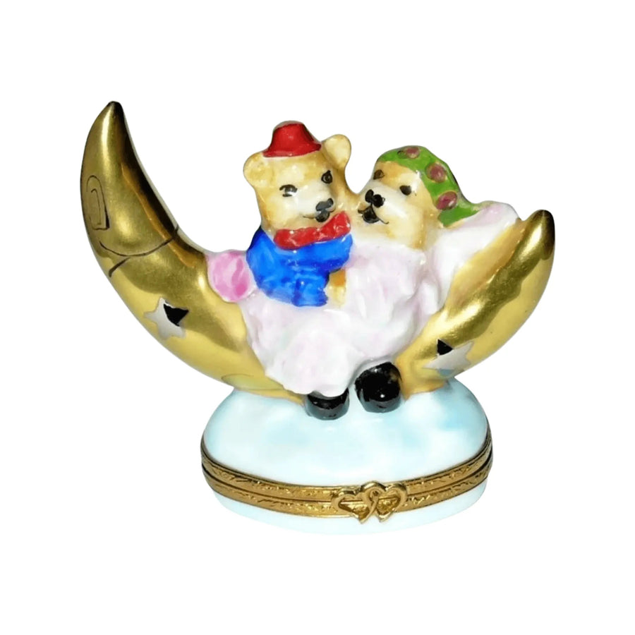 Lovers Moon Teddy Bear Porcelain Limoges love valentine teddy French Trinket Box